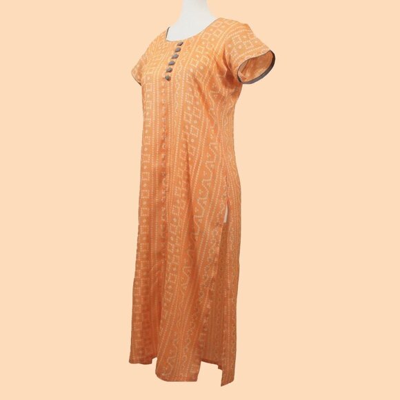 Casual Vibrant Orange Printed Kurta | Muvvas Boutique - Picture 1 of 5